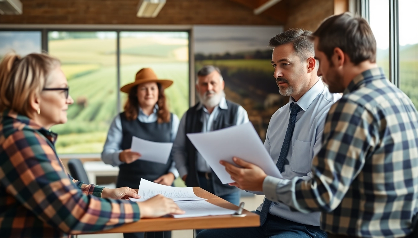 Engage with agricultural law professionals discussing vital regulations in a bright, inviting office.