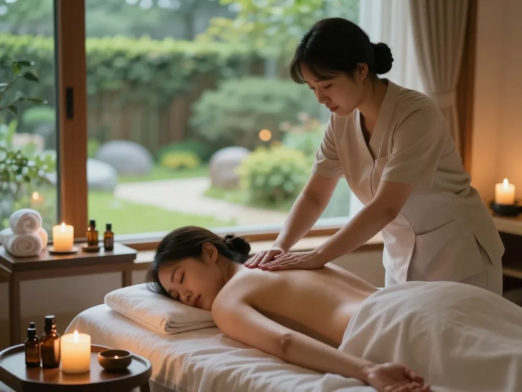 Tranquil Swedish massage therapy session in Cheonan, promoting relaxation and wellness.