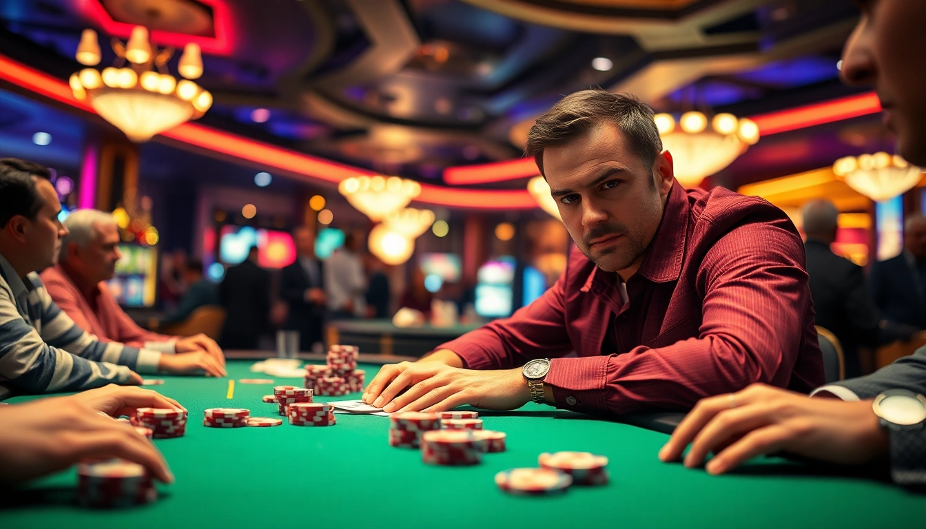 Menangkan wajah bersemangat saat bermain di www.agencetitan.com/en/ dengan dealer di meja poker.