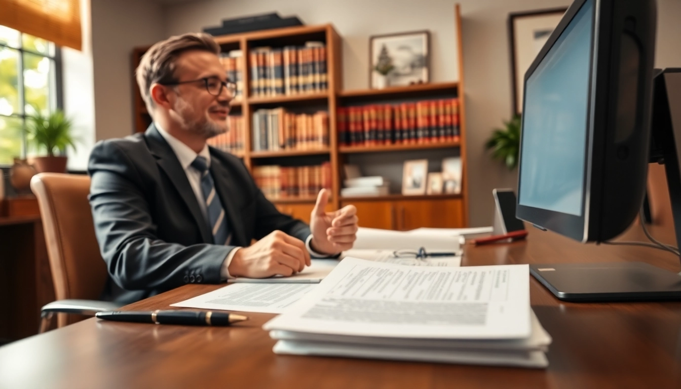 Consultation with an Alexandria Personal Injury Lawyer in a professional office setting, showcasing legal support.