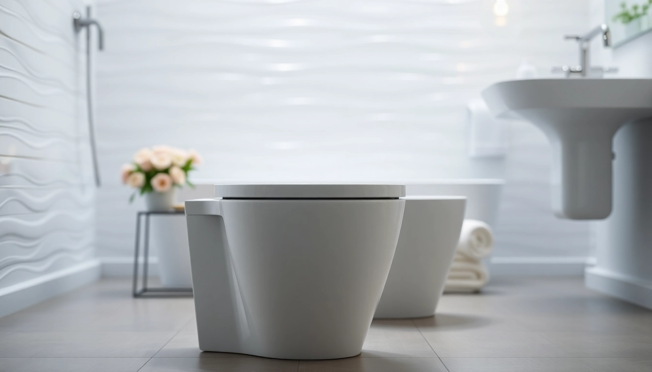 Un bidet moderno elegante installato in un bagno luminoso e accogliente.