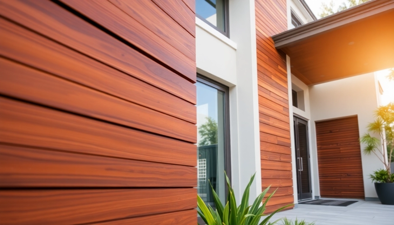 Showcasing Exterior Slat Wall Panels (composite) installed on a stylish home façade.