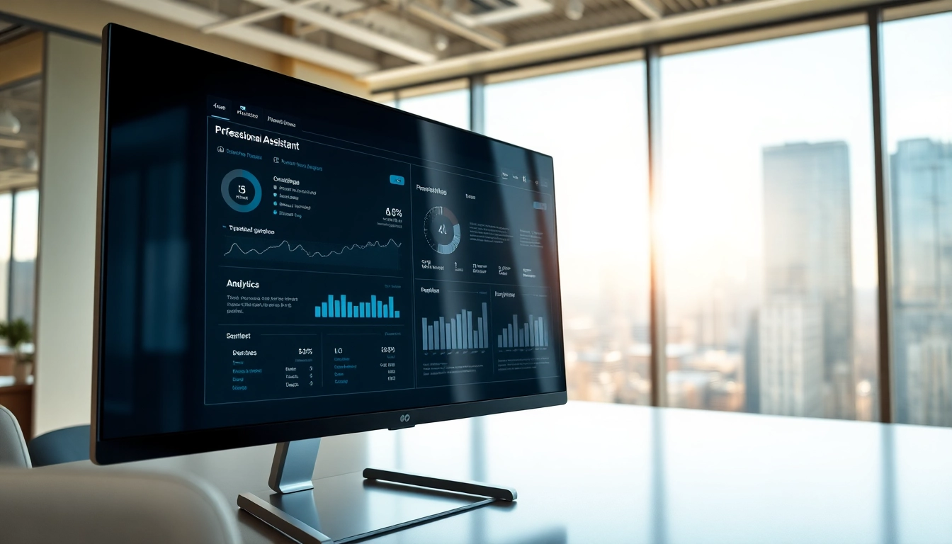 Engaging interface of an enterprise ai assistant displayed on a modern office monitor.
