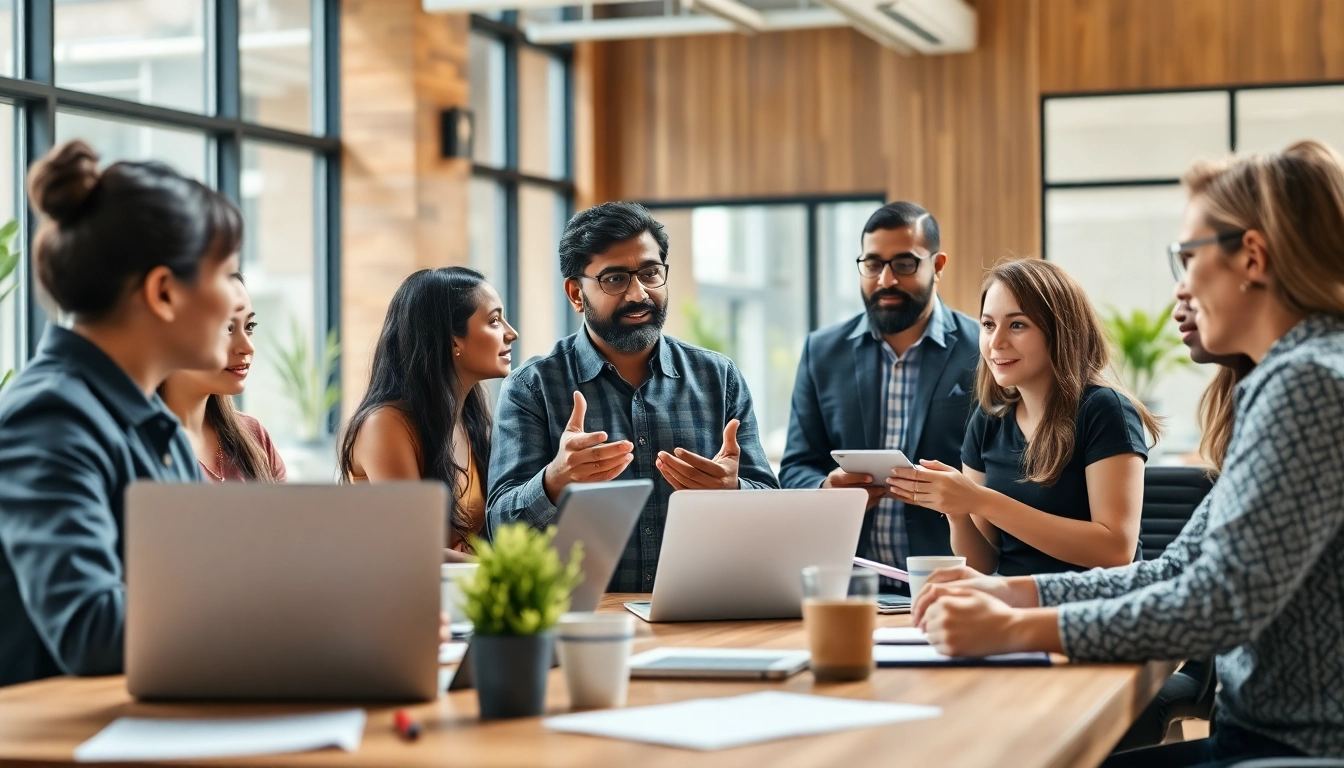 Engaging Indian entreprenure collaborating in a vibrant modern office setting