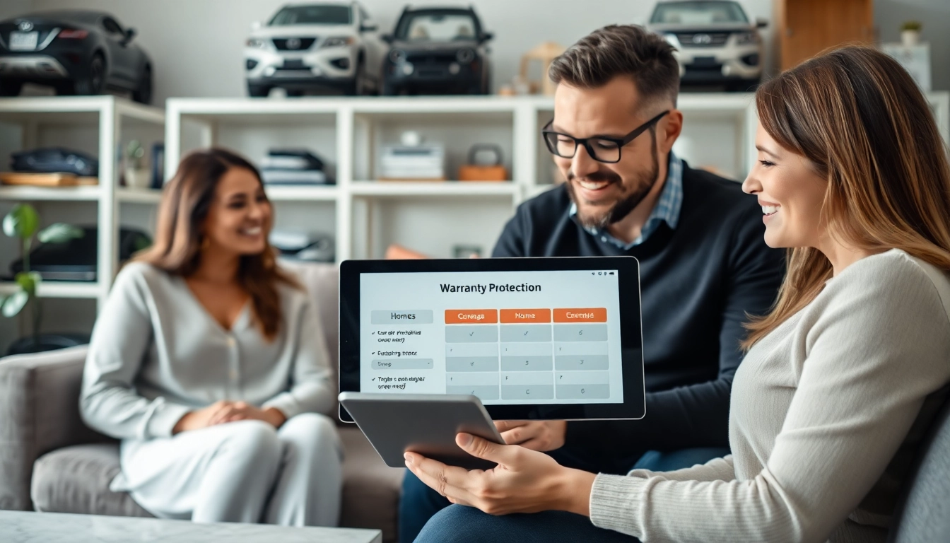 Explore warranty protection for cars and homes with a family's discussion on a cozy living room.