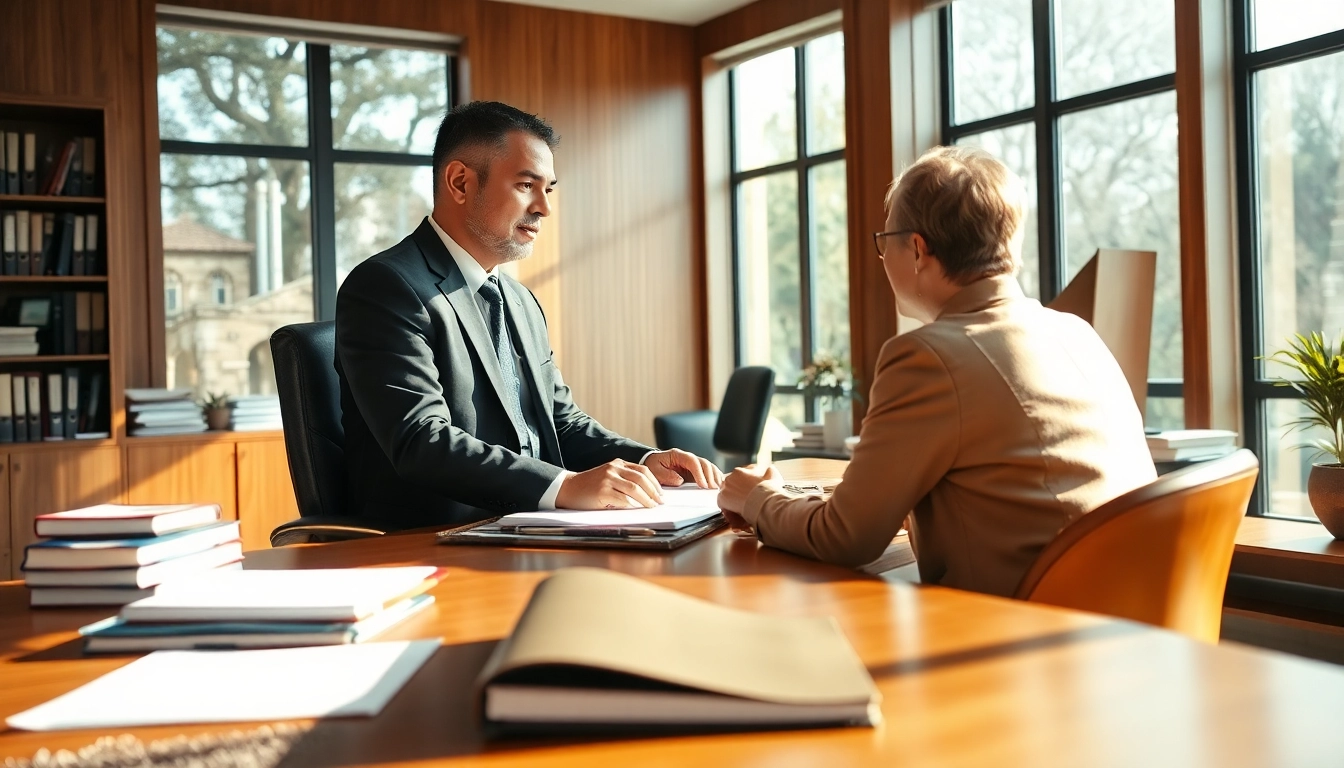 San Antonio truck accident lawyer consulting with a client in an office setting.