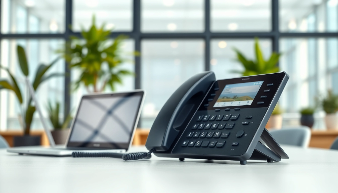 Showcasing a modern business phone setup demonstrating productivity in a professional environment.