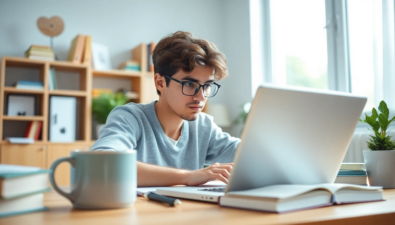 Student preparing for a proctored exam help session in a serene study environment