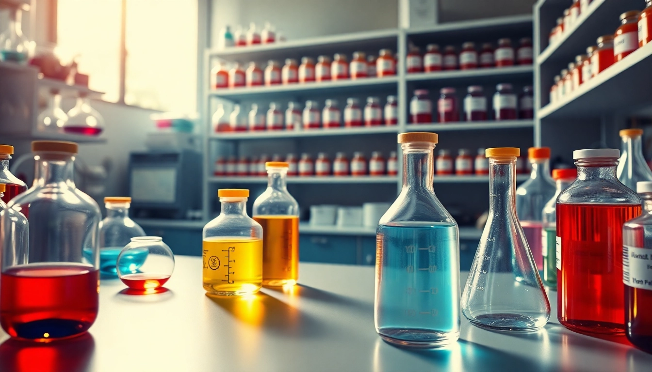 Psychedelicschemstore showcases a professional laboratory setting filled with vibrant psychedelic compounds.