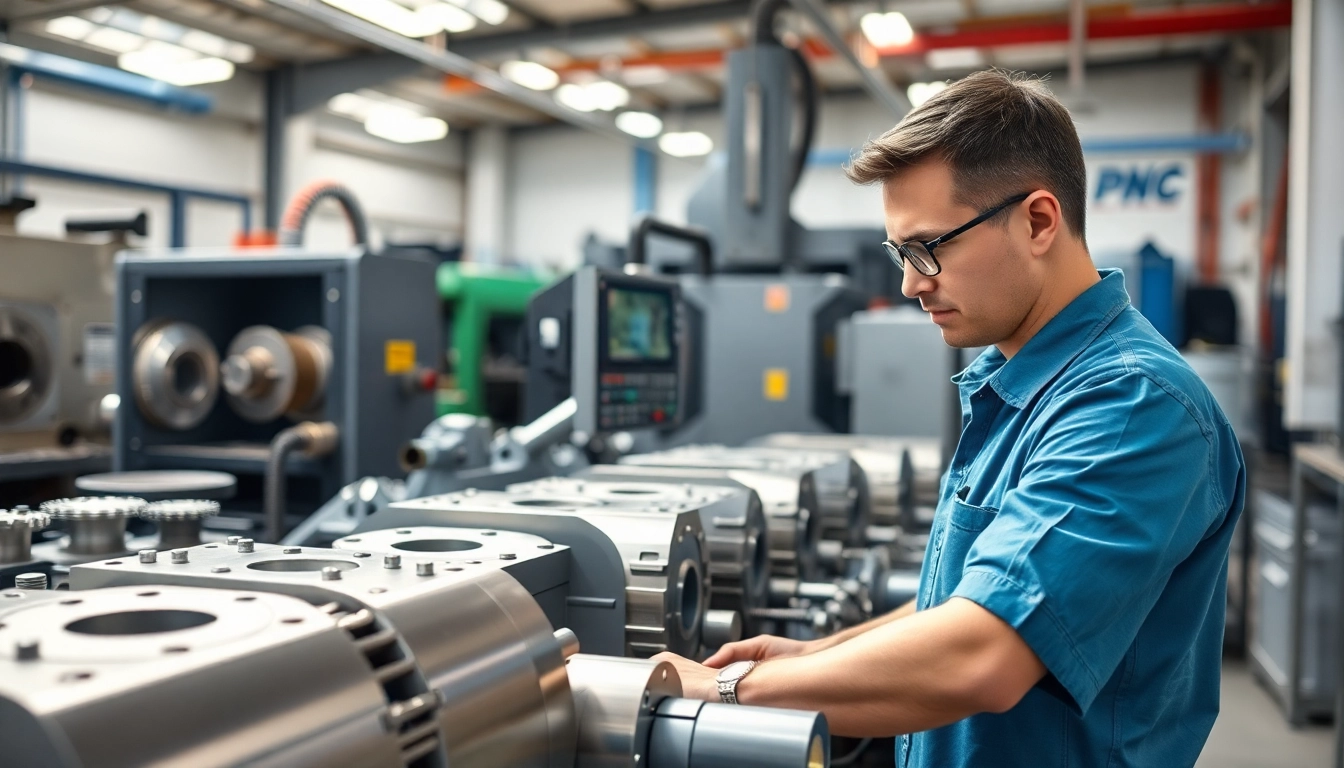 Showcasing Chiheng Custom CNC Machining with a technician operating precision equipment in a vibrant machining workshop.