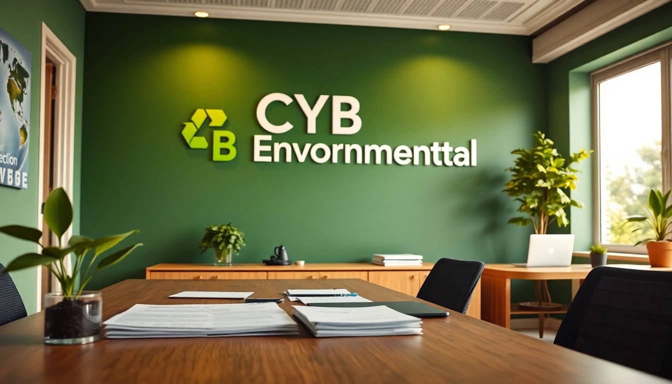 CYB Environmental consultancy office showcasing eco-friendly elements and professional atmosphere.