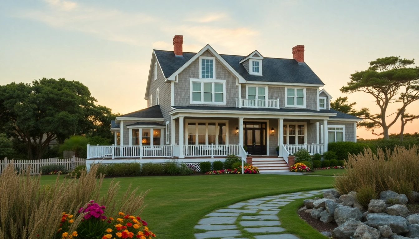 Cape cod home showcasing beautiful architecture with coastal landscaping.