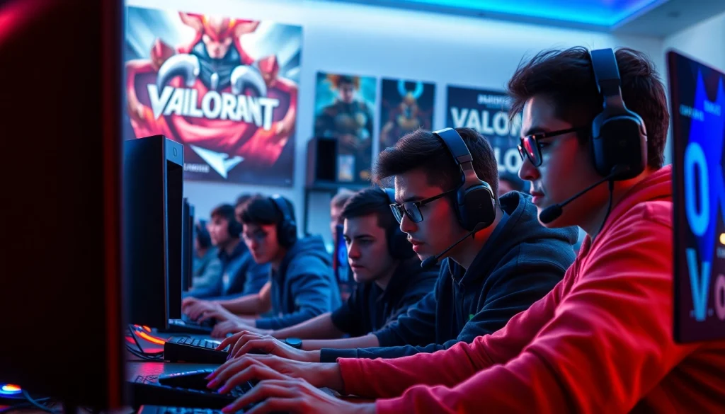 Gamers engaging in intense gaming action while valorant download installs on their PCs.