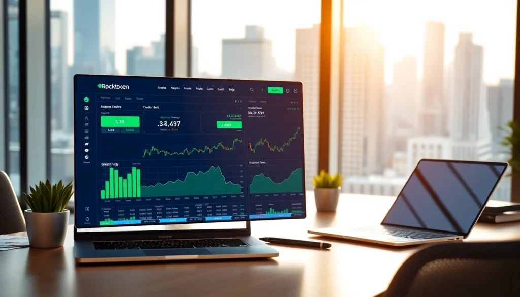 Engaging cryptocurrency trading visuals on Rocktoken.com interface showcasing market analytics.