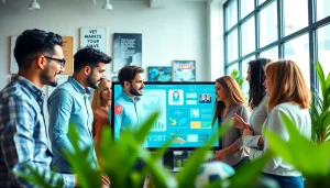 Collaborative digital marketing efforts at https://solarxmedia.com with diverse professionals in a modern setting.