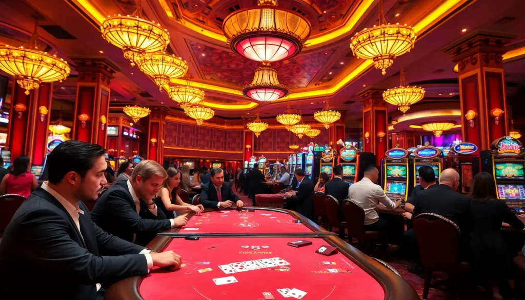คาสิโนในบรรยากาศหรูหรา กับผู้เล่นที่สนุกสนาน แสงสีสันสดใส