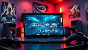 Engage with https://uu88.how/ through an immersive gaming setup featuring vibrant graphics and accessories.