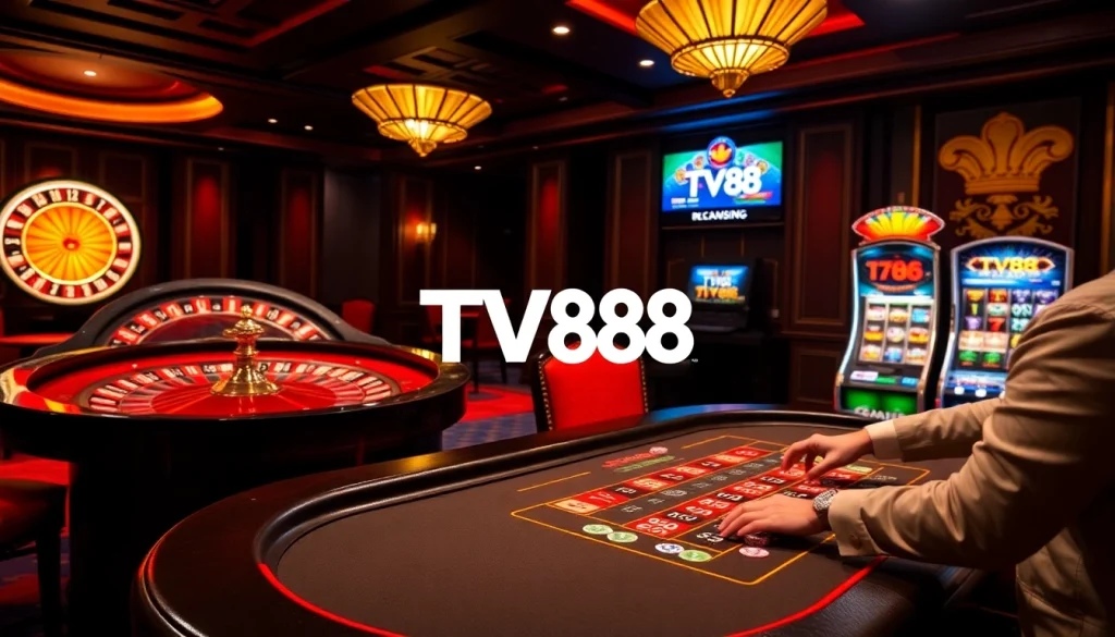 Experience thrilling gameplay at TV88, showcasing vibrant tables and dynamic poker action.