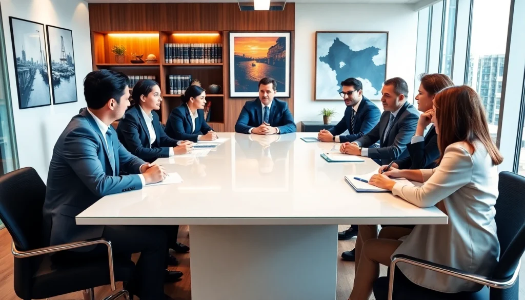 Engaged attorneys at https://www.expertlawattorneys.com strategizing in a modern law office.
