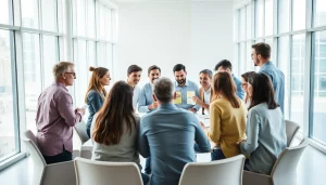 Collaborative editorial team discussing strategies at https://editorial.com.ua with vibrant charts.