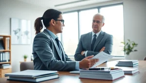 Lawyer consulting with a client at https://www.cohanlegal.com in a bright office environment.