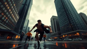 Experience the excitement of an action-packed thriller chase through a dynamic urban landscape.