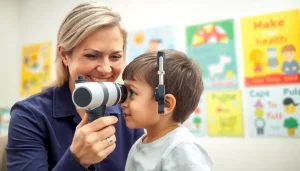 Child eye examination showcasing Our Children's Vision initiative with professional care.