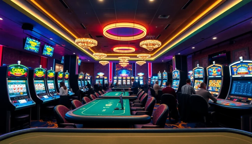 เล่นเกมคาสิโนออนไลน์ในบรรยากาศสนุกสนานและเต็มไปด้วยแสงไฟที่สดใส
