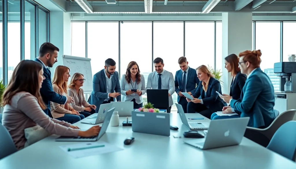 Collaborative session with Quickplus Business Consultants team in a bright office.