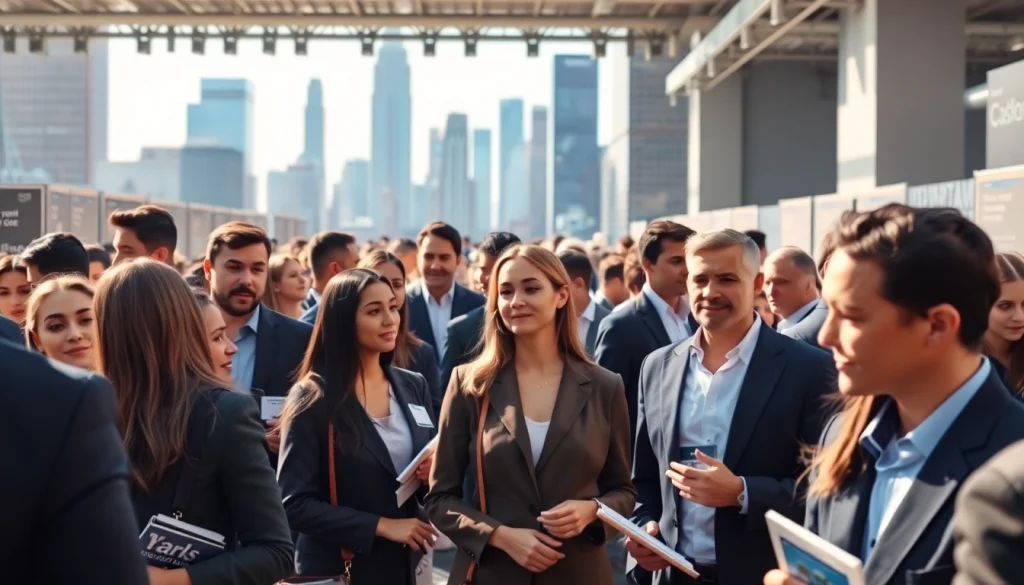 Explore jobs new york through vibrant networking at a bustling job fair event.