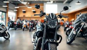 Gebrauchte Motorräder kaufen in einem stilvollen und gut beleuchteten Showroom.