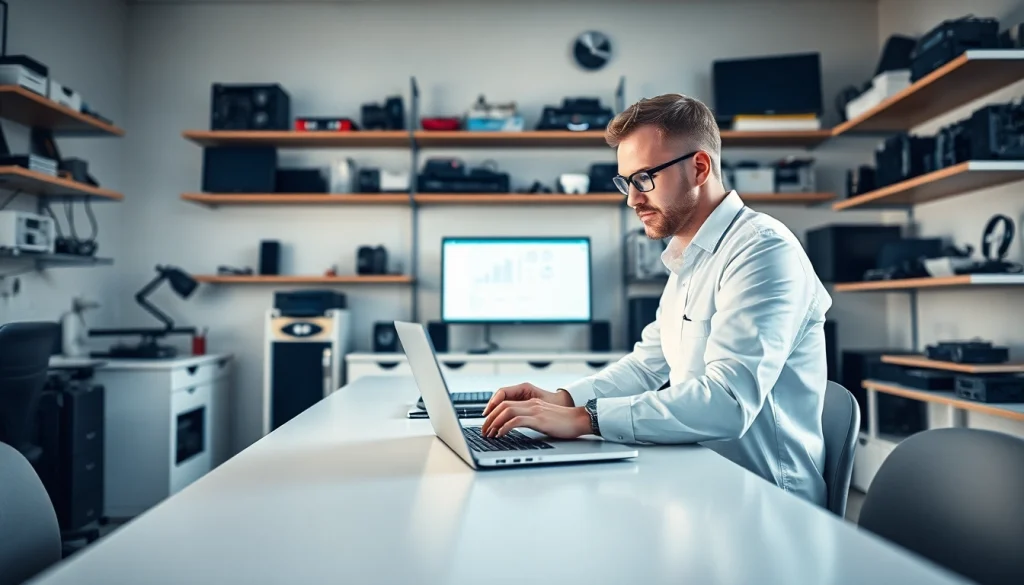 Technicians providing expert services at https://computerhilfe-24.at in a modern office setting.