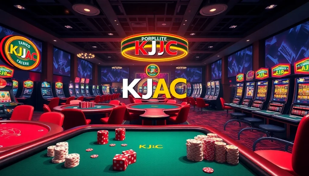 Casinos featuring exciting gameplay elements at KJC AC, including poker chips and slot machines.