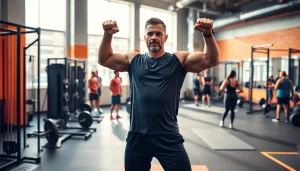 Un entraîneur dynamique exécutant un exercice de Rack crossfit dans une salle de sport moderne.