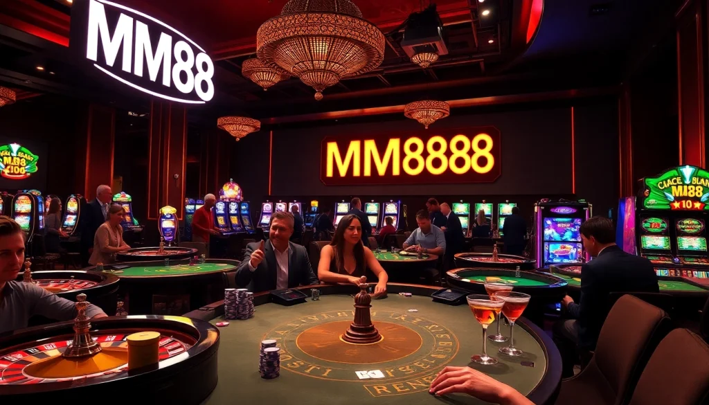 Experience the thrill of MM88 with players celebrating their victories at a vibrant casino table.