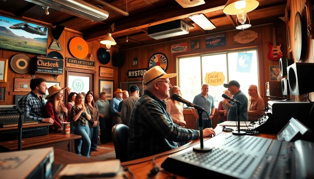 Engaging scene at https://mycountry955.com with DJ and country music culture in Casper studio.