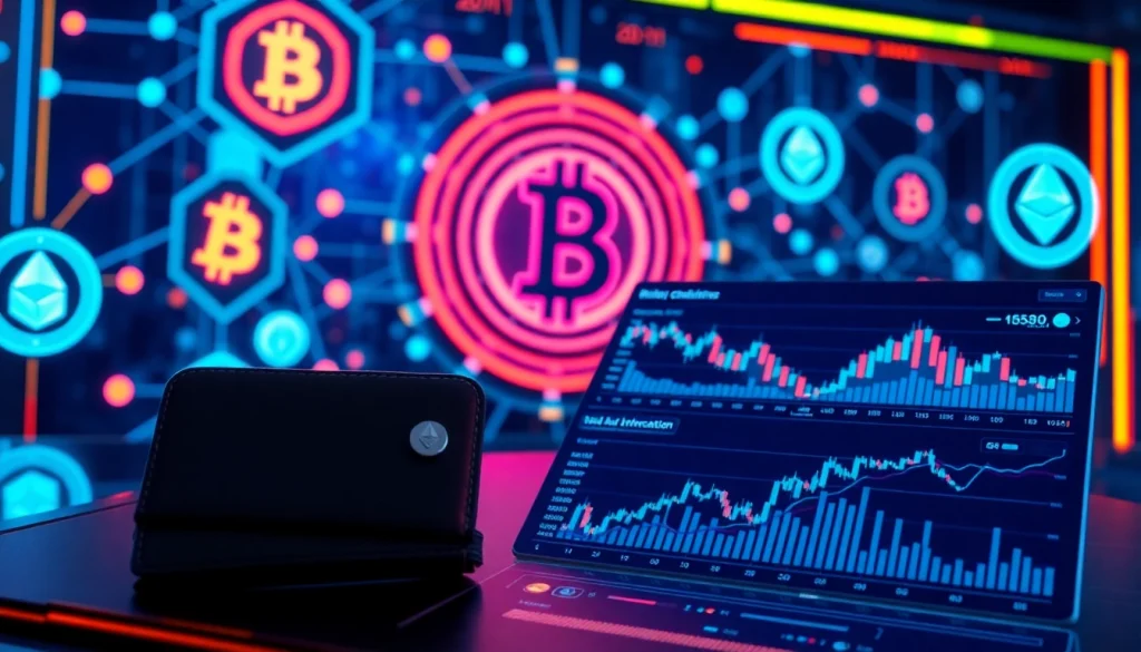 Calculator for cryptocurrency trading analysis and portfolio management, showcasing blockchain networks and digital wallets.