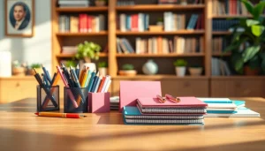 Create vibrant stationary arrangements showcasing unique pens and stylish note cards.