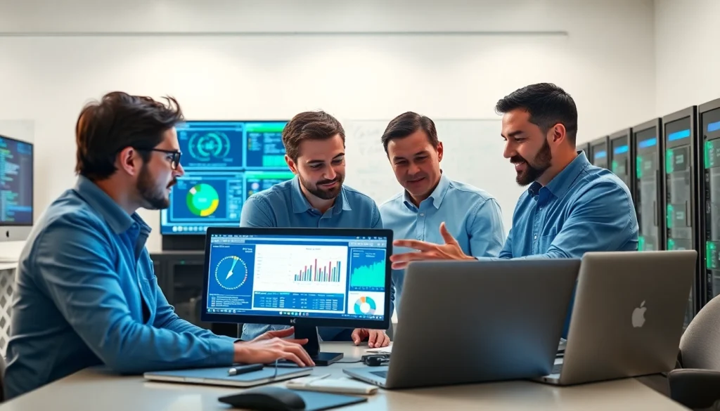 Showcase of Managed Services Fredericksburg by a team of IT professionals in a modern office.