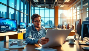 Capture of a journalist in action for suntimesnews.com highlighting news in a vibrant newsroom.