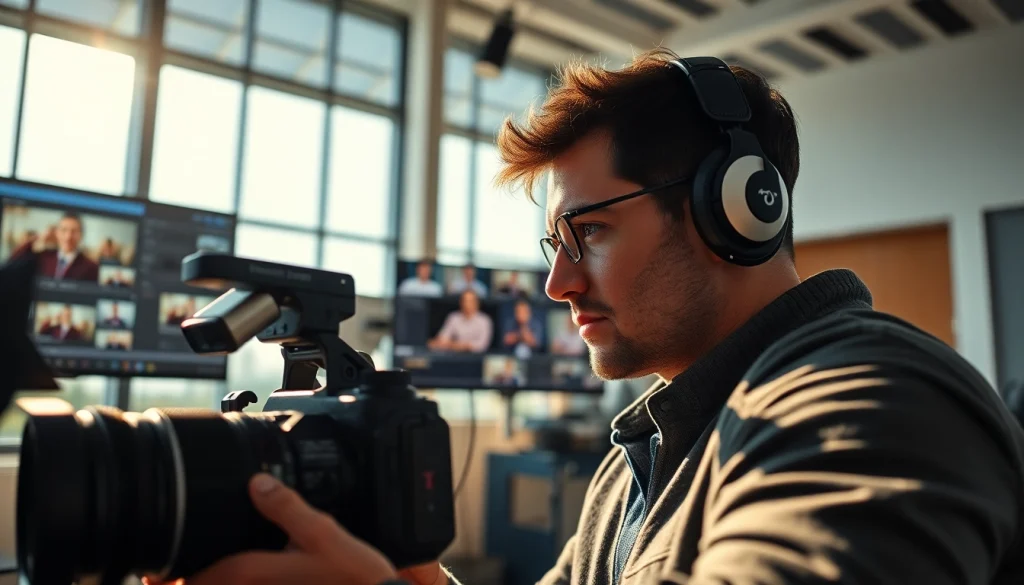 Creating impactful training videos in a professional studio setting.