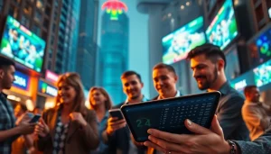 Engage with the best sportsbooks in Brazil featured in a vibrant sports betting setting.