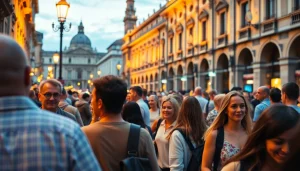 Fotografo Milano che cattura la vita di strada a Milano durante il crepuscolo.