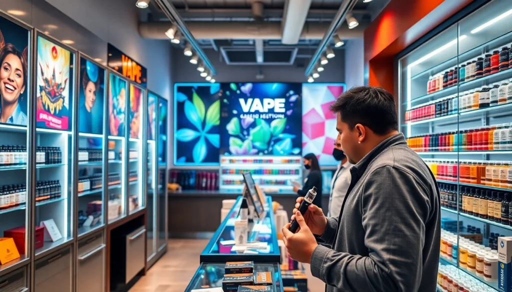 Besucher im vap shop entdecken eine vielfältige Auswahl an Vape-Produkten und erhalten persönliche Beratung.