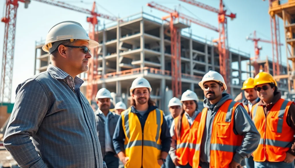 Highlighting a New Jersey Commercial General Contractor leading a construction project with diverse teamwork.