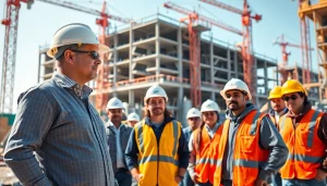 Highlighting a New Jersey Commercial General Contractor leading a construction project with diverse teamwork.