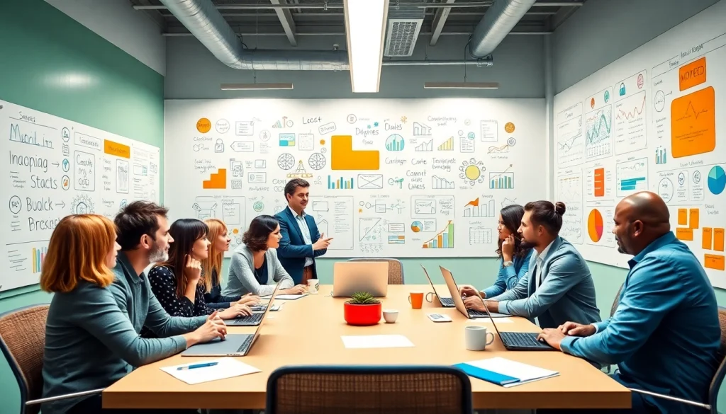 Brainstorming session by a digital marketing team at https://press.farm showcasing creativity and collaboration.