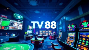 TV88 gaming platform showcasing sports betting, live casino, and vibrant slot games.