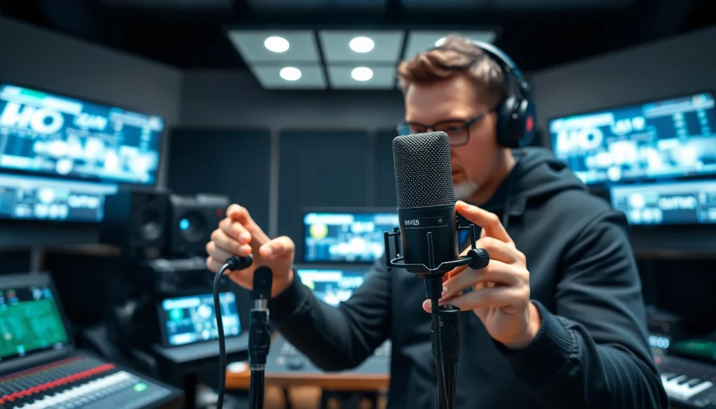 Setup of MV88 microphone in a studio showcasing audio engineering precision.