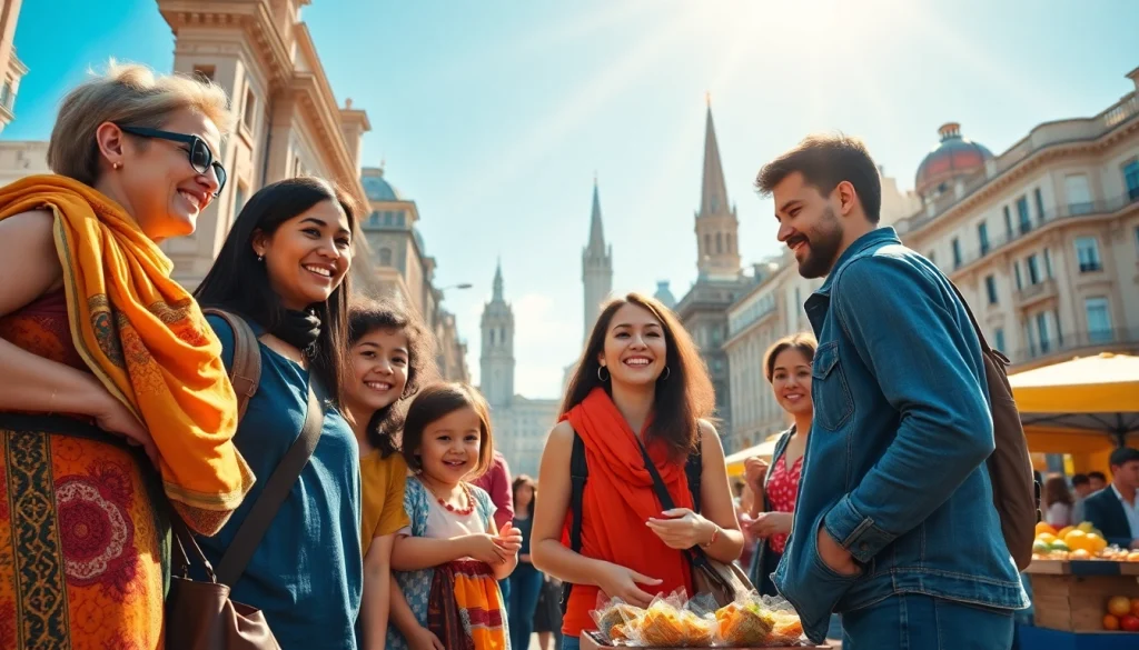 Travelers enjoying local experiences at a market in the vibrant cityscape of https://travelvixta.com